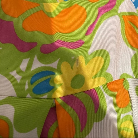 MILLY Retro Floral Print Resort Silk Pleated Skirt Size 4 - Picture 7 of 8